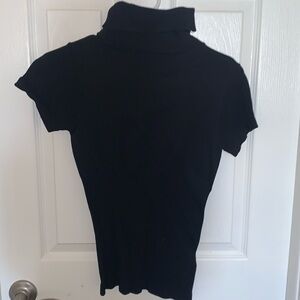 Black ribbed turtle neck tee shirt